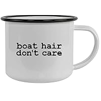 Boat Hair Don't Care - 12oz Stainless Steel Camping Mug, Black