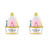 Johnson's First Touch Baby Gift Set, Baby Bath, Skin & Hair Essential Products, Kit for New Parents with Wash & Shampoo, Lotion, & Diaper Rash Cream, Hypoallergenic & Paraben-Free, 4 items (Pack of 2)