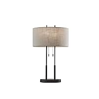 Adesso 4015-26 Duet Table Lamp, 27 in, 2x60W, Antique Bronze, 1 Tabletop Light