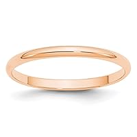 Women's Solid 14K Yellow, White or Rose Gold 2mm Classic Plain Wedding Band |Available Ring Sizes 4-10|14K Gold Rings for Women