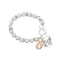 Where There is Love Peach Ribbon Bracelets – Peach Ribbon Beaded Bracelets for Uterine Cancer and Endometrial Cancer Awareness – Perfect for Support Groups and Gift-Giving