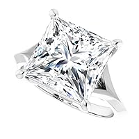 Diamond Engagement Ring, 14k White Gold, 6 CT Simulated Diamonds, Twisted Vine Design