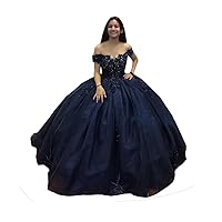 2024 Off Shoulder Sparkly Tulle Crystal A line Prom Evening Dresses Formal Gowns Flowers Patterns