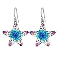 Sterling Silver Austrian Crystal Starfish Earring multicolored, Rainbow