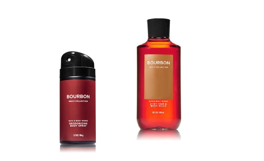 Bath & Body Works - Bourbon - Deodorizing Body Spray and 2 in 1 Hair and Body Wash - Gift Set