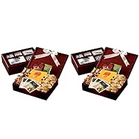 Broadway Basketeers Photo Gift Box Snack Assortment Baskets, Teas, Cocoa, Cookies & Sweets, Care Package Gifts for Families, Her, Him, Couples, Neighbors (Pack of 2)