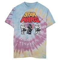 STAR WARS unisex child Imperial Pixel Boys Short Sleeve Tee T Shirt, Blu/Pnk/Ly, X-Small US