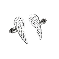 LIKGREAT Angel Wing Stud Earrings Stainless Steel Earrings for Women Girls