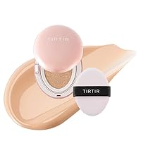 TIRTIR Mask Fit All Cover Pink Cushion Foundation | High Coverage, Semi-Matte Finish, Lightweight, Flawless, Corrects Redness, Korean Cushion, Mini (0.15 oz.), 21N Ivory