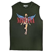 Nirvana Tank Top Muscle T Shirt Angelic Band Logo Official Unisex Green