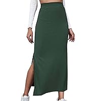 Mini Skirt Y2K Leather Women's Stretch Wrap Skirts Maxi Skirt with Slit Solid High Waist Skirts Sexy Office Business Bodycon Skirts for Women White Mini Skirts for Women