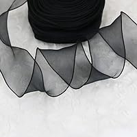 50mm Organza Ribbon Lace Fabric Hair Ornament DIY Bow Accessories Gift Wrapping Wedding Christmas Home Decoration (Color : Black, Size : 25 Yards)