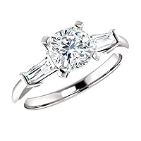 3 Stone Ring, Cushion Cut 1.00Ct, VVS1 Clarity, Moissanite Diamond, 925 Sterling Silver Ring, Promise Ring, Engagement Ring, Wedding Gift, Jewelry