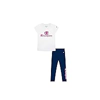 Champion Girls Tee Shirt and Legging Two Piece Top and Bottom Set Little Girls