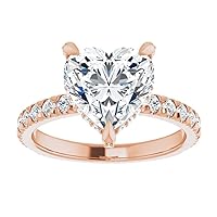 18K Solid Rose Gold Handmade Engagement Ring 3.00 CT Heart Cut Moissanite Diamond Solitaire Wedding/Bridal Ring for Woman/Her Classic Rings
