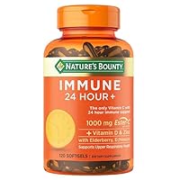 Nature Bounty Vitamin C 24 Hour Daily Immune Support with Zinc and Vitamin D, Upper Respiratory Support, Ester Vitamin C 1000mg Capsules (Softgels), 120 Count