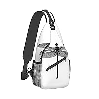 Dragonfly Print Trendy Casual Daypack Versatile Crossbody Backpack Shoulder Bag Fashionable Chest Bag