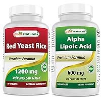 Best Naturals Red Yeast Rice Cholesterol Support 1200 mg & Alpha Lipoic Acid 600 Mg
