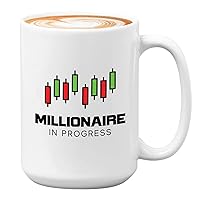 Stock Trader Coffee Mug 15oz White - Millionaire in Progress - Trading Inspirational Day Trader Stock Market Brokers Market Digital Currency…
