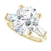 6 Carat Moissanite Diamond Solitare Engagement Ring in 14K Gold - Certified