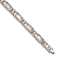 13mm Edward Mirell Titanium Bezel Faceted Fold over Facet Edge .12ct Diamond Brushed and Polished Link Brace 8 Inch Jewelry Gifts for Women