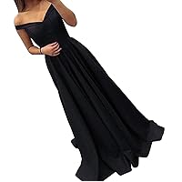 Women's Off The Shoulder A Line Long Prom Homecoming Dress Evening Gowns