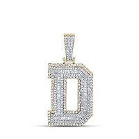 The Diamond Deal 10kt Two-tone Gold Mens Baguette Diamond D Initial Letter Charm Pendant 2-1/3 Cttw