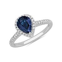 925 Sterling Silver Simple Band or Eternity Ring Created Blue Sapphire Loose Gemstone Luxury Pave Set Jewelry Ring for Women and Girl US Size : 4 to 13