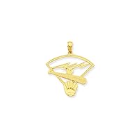 23mm 14k Open Polished Baseball Diamond Pendant Necklace Jewelry Gifts for Women