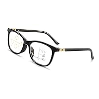 Progressive Multifocus Reading Glasses for Men & Women, No Line Multifocal Readers Blue Light Blocking Reading Glasses, 100% UV Protection, Improved Sight, Black 3.0X …