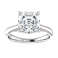 Siyaa Gems 2.50 CT Asscher Moissanite Engagement Ring Wedding Bridal Ring Sets Solitaire Halo Style 10K 14K 18K Solid Gold Sterling Silver Anniversary Promise Ring