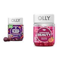 OLLY Sleep Immunity Melatonin Gummy Vitamin C Zinc Echinacea Berry 36 Count and Undeniable Beauty Gummy Hair Skin Nails Biotin Vitamin C Keratin Grapefruit 60 Count