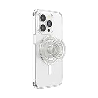 PopSockets Round Phone Grip Compatible with MagSafe, Adapter Ring Included, Phone Holder, Wireless Charging Compatible - Clear Glitter