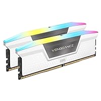 CORSAIR Vengeance RGB DDR5 RAM 64GB (2x32GB) 6400MHz CL32 Intel XMP iCUE Compatible Computer Memory - White (CMH64GX5M2B6400C32W)