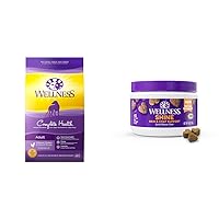 Wellness Complete Health Food + Supplements Bundle: Dry Dog Food with Grains (Chicken & Oatmeal, 30-Pound Bag) Skin & Coat Soft Chew Dog Supplements, Barkin' Bacon Flavored, 45 Count