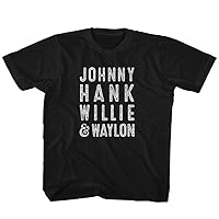 American Classics Johnny Hank Willie & Waylon Black Toddler/Youth/Kids/Child S/S Country Music T-Shirt