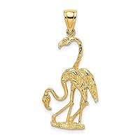 14k Gold Solid Polished 3 Dimensional Double Flamingo Pendant Necklace Measures 34x17mm Jewelry for Women