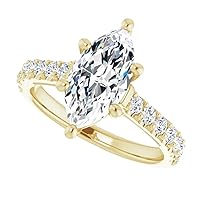 JEWELERYIUM 6 CT Marquise Cut Colorless Moissanite Engagement Ring, Wedding/Bridal Ring Set, Halo Style, Solid Sterling Silver, Anniversary Bridal Jewelry, Amazing Rings For Wife