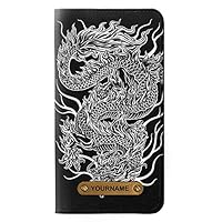 RW1943 Dragon Tattoo PU Leather Flip Case Cover for iPhone 11 with Personalized Your Name on Leather Tag