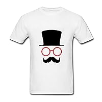 BROER Funny Mustache Men O-Neck 100% Cotton Shirts White S
