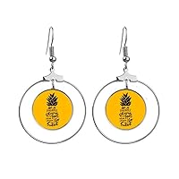Be a Sweet Pineapple Yellow Quote Earrings Dangle Hoop Jewelry Drop Circle