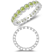 0.92 Cts AAA Peridot Eternity Wedding Band in 14K White Gold