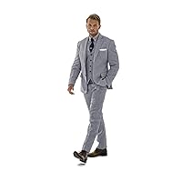 Men's 3 Pieces Linen Suit Casual Slim Fit Suits Retro Wedding Prom Tuxedos Summer Beach Party Blazer Vest Pants Set