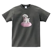 Unisex Yarn Puppy Graphic Print Cotton Short Sleeve T-Shirt, Multiple Colors and Sizes (Large, Charcoal)