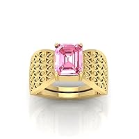 RRVGEM 4.25 Ratti Certified AAA++ Quality Natural Pink Sapphire Gemstone Ring Gold Plated for Men and Women's