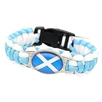 Scotland Flag Bracelet - Handmade Woven Scotland Patriot Wristband, Fashion National Flag Colorful Bracelet for Women Men Couple Jewelry Gift