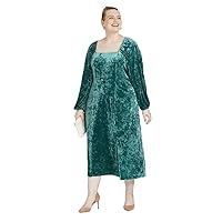 Women's Plus Size Velvet Long Sleeve Dress -