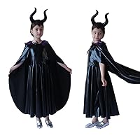 girls' performance costumes,Halloween black witch maleficent cosplay costume .3 pieces set.