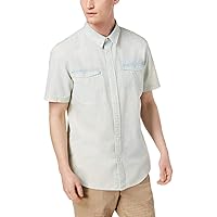 Mens Washed Button Up Shirt