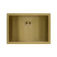 Ruvati Satin Gold Brass Tone Undermount Bathroom Sink 16 x 11 inch Stainless Steel - RVH6107GG